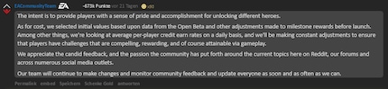 Diese Antwort von EA nach der Open Beta kriegte einen Rekordzahl von Downvotes auf Reddit.