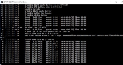 So sieht es aus, wenn das Mining-Tool seine Arbeit verrichtet.