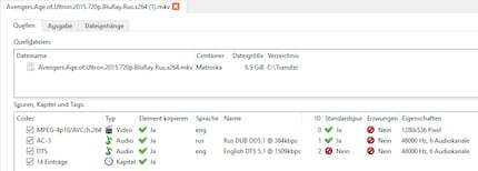 Nach Import werden die Inhalte der geladenen Datei aufgelistet.