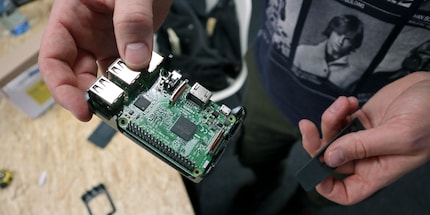 This is what our mini computer, the Raspberry Pi, looks like.