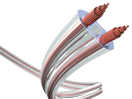 Viele hochwertige Lautsprecher-Kabel sind geometrisch sehr komplex aufgebaut. Hier das Exzellenz Atmos Air von Inakustik in der Schnittzeichnung.
