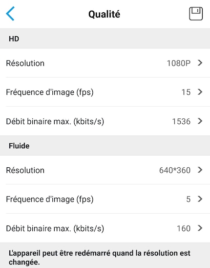 The app has many settings.