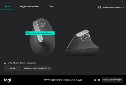 In der Software Logitech-Options können den Tasten andere Funktionen zugewiesen werden.