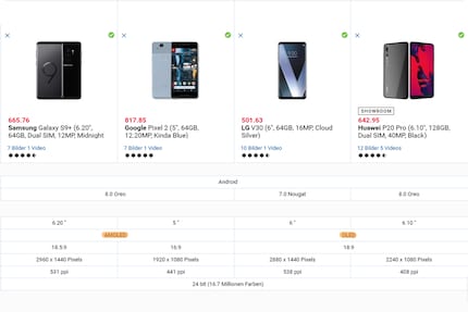 Produkte vergleichen auf digitec.ch