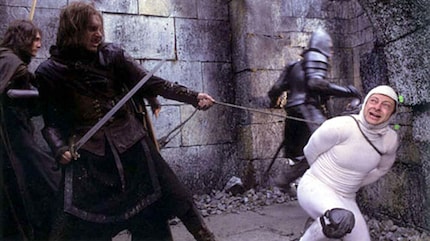 Serkis as Gollum on the set of Osgiliath