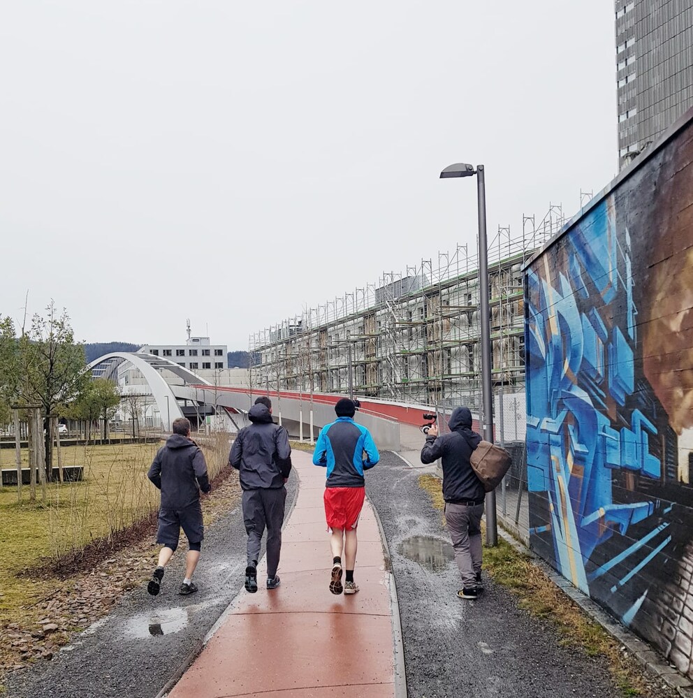 Matthias und Florian beim Joggen.