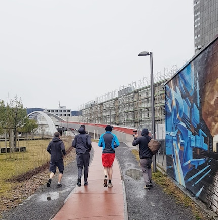 Matthias und Florian beim Joggen.