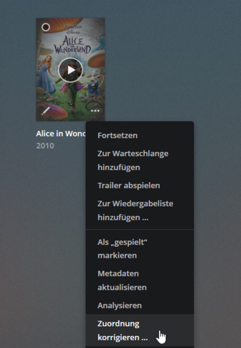 Falschzuordnungen und nicht erkannte Filme können von Hand korrigiert werden.