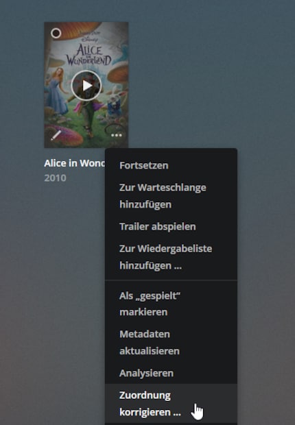Falschzuordnungen und nicht erkannte Filme können von Hand korrigiert werden.