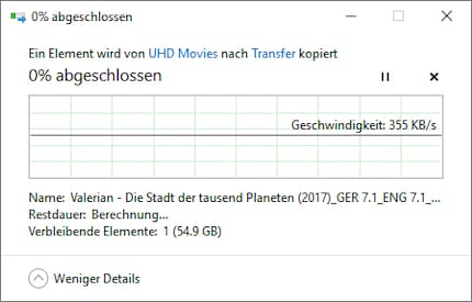 LAN port 1 now only delivers around 350 KB/s.