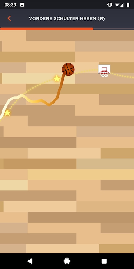 ...oder mit dem Basketball: Die Aufgabe ist immer gleich: auf der Linie bleiben!