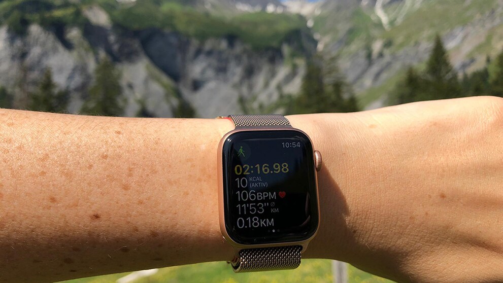 Hier zeichne ich beim Wandern alle wichtigen Messwerte auf. Diese kann ich ganz unkompliziert und auf einen Blick direkt von meinem Handgelenk ablesen.