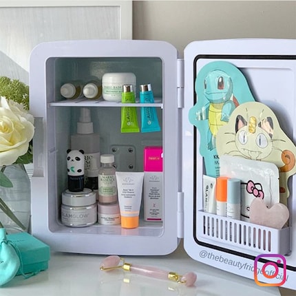 Facial massage tools can also be stored in the mini cooler. Image: @thebeautyfridgeofficial