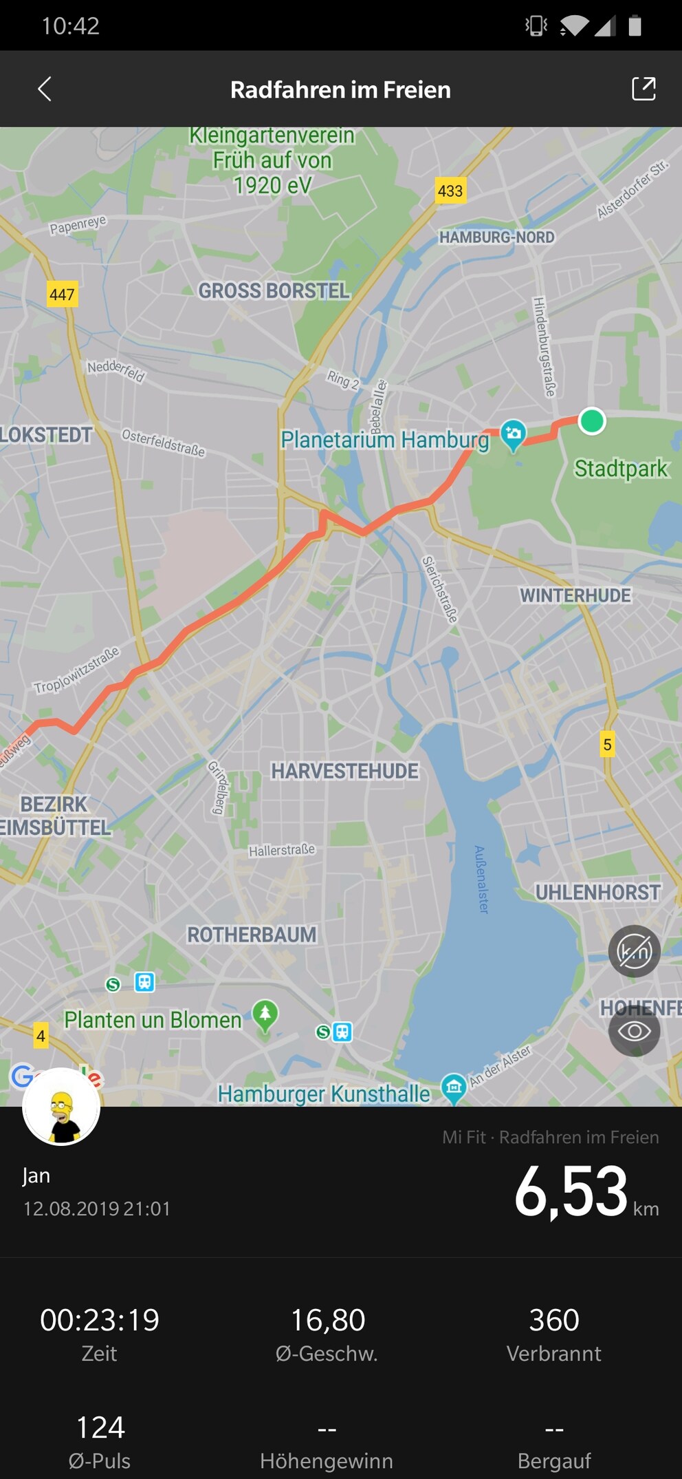 Hier hat die GPS-Übernahme vom Smartphone geklappt.