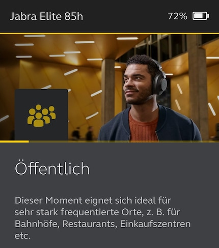 Das Setting für den Gebrauch an lauten Orten