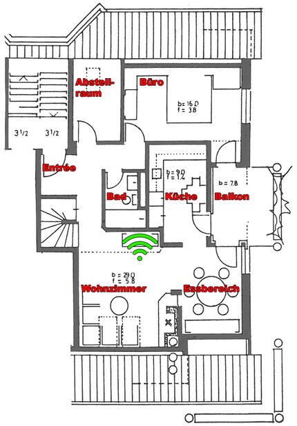 Router-Standort: WiFi-Symbol in Grün