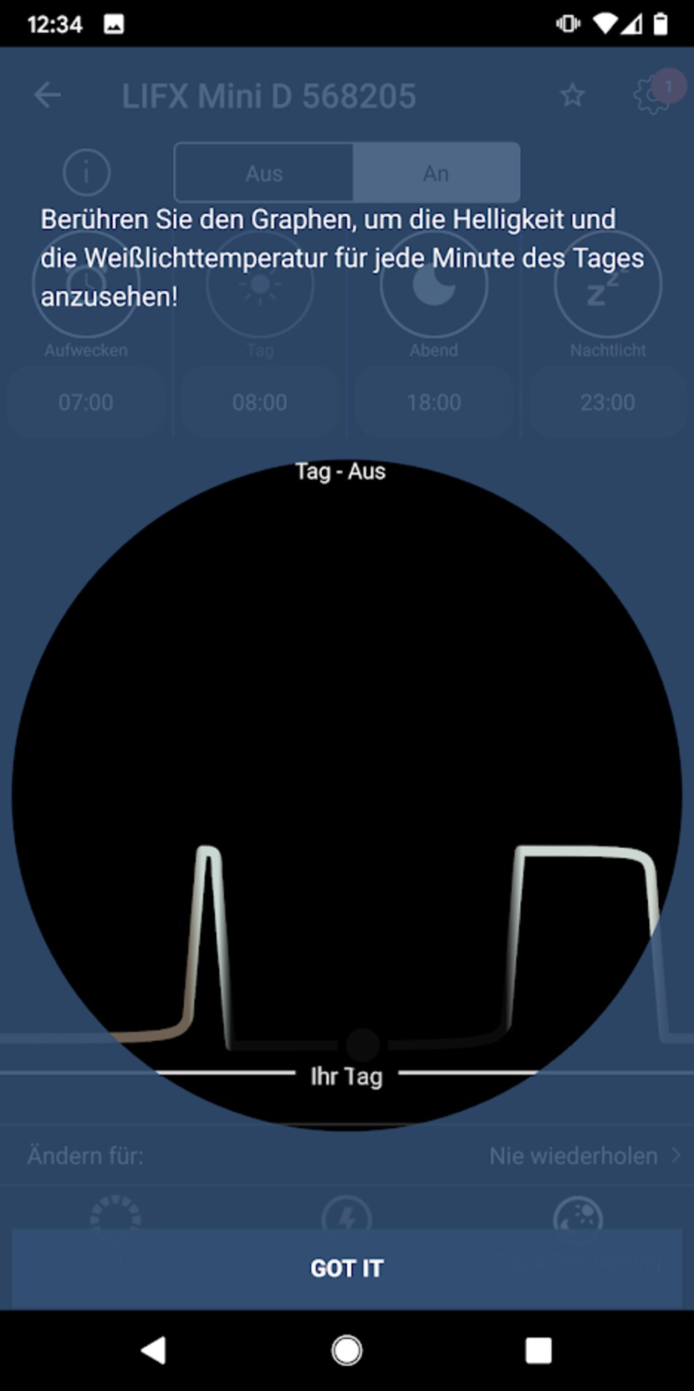Die App hat schon einen Vorschlag für deinen Tag, den du nach Belieben anpassen kannst.