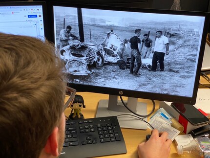 Historisches Bild von James Deans tödlichen Autounfall