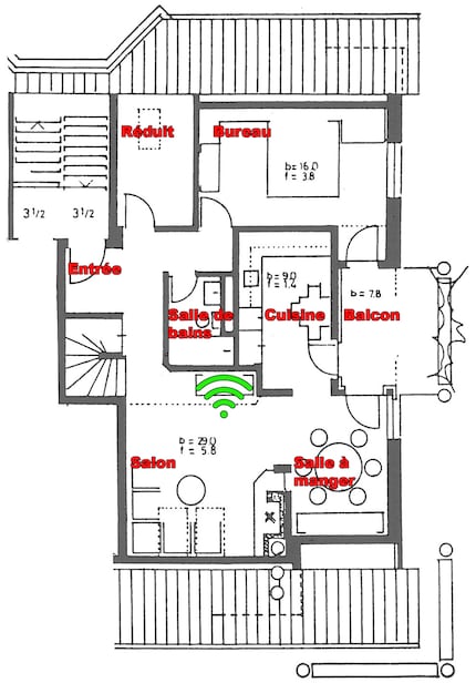 Router location: green WiFi icon