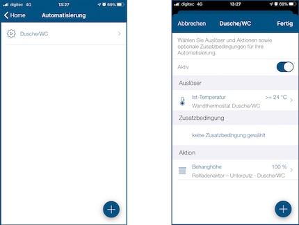 Meine programmierte Automatisierung von Rollladen und Wandthermostat fürs Badezimmer.
