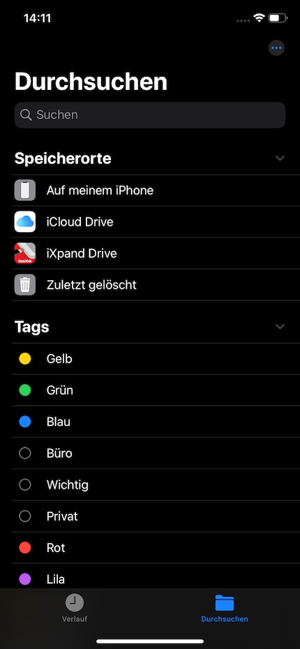 Zugriff über die Dateien-App von Apple.