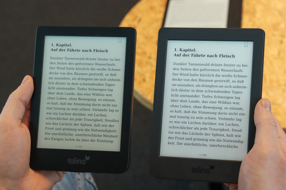 Beim Shine 3 (links) passt etwas mehr Text auf eine Seite als beim Page 2 (rechts).