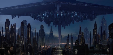 Die neue Hauptstadt auf Coruscant über den Ruinen der Alten Republik und des Imperiums.