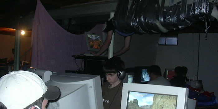 The duct tape gamer hanging from the ceiling reaches legend status. Source: kotaku.com The duct tape gamer hanging from the ceiling reaches legend status. Source: kotaku.com