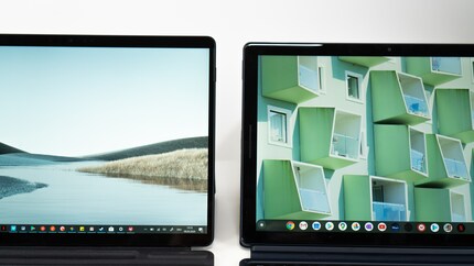 Die Icons beim Surface (l.) sind etwas zu klein für die Touchbedienung.