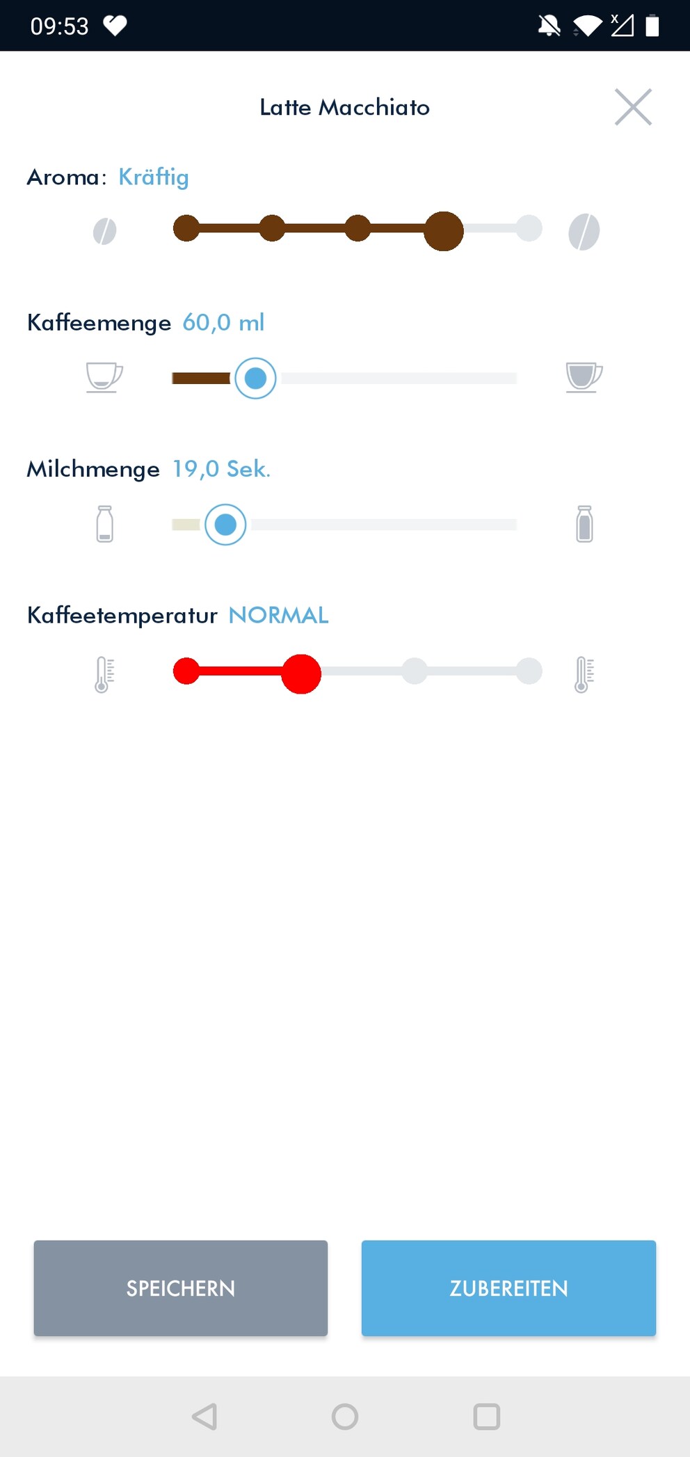 Es ist schwierig die richtige Milchmenge abzuschätzen, da der Hersteller diese in Sekunden angibt.