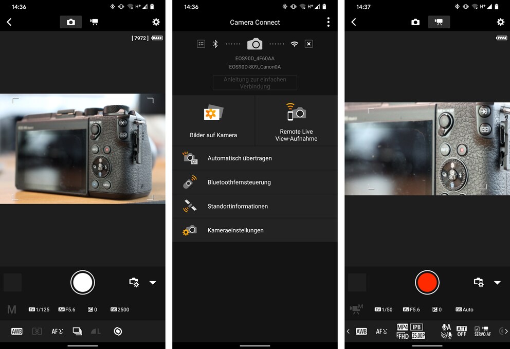 Mit der App von Canon kannst du Fotos und Videos aufnehmen.