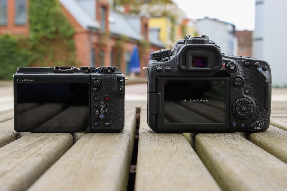 Die EOS D90 (rechts) hat mehr Tasten auf der Rückseite.