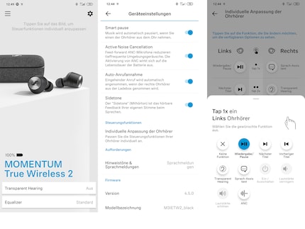 So sieht die App mit den Anpassungen des Touch-Feldes aus.