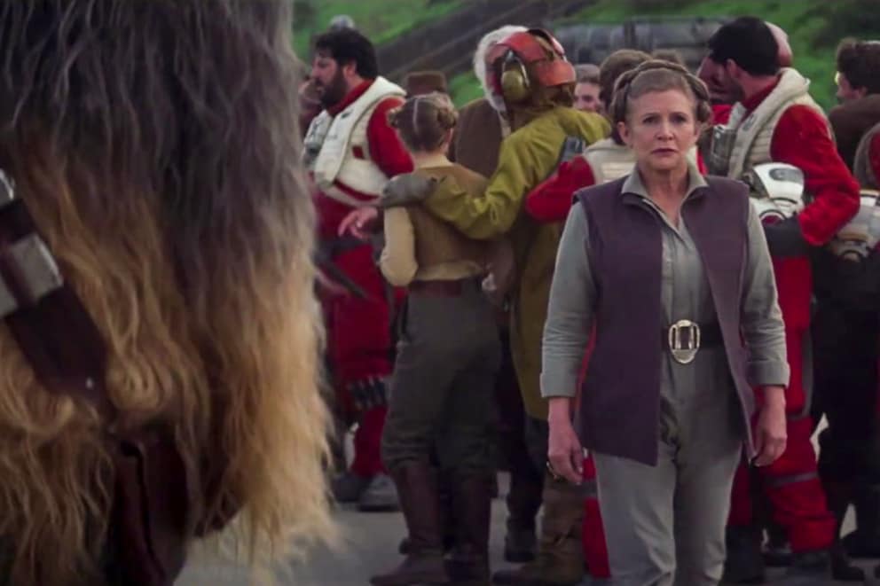 Leia runs right past Chewie...