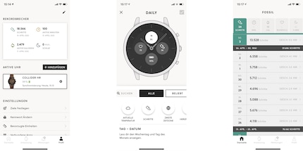 Auch die Fossil-App ist übersichtlich, leicht verständlich und funktioniert tadellos.