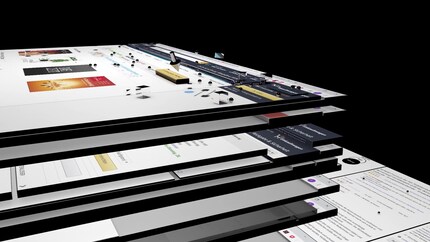 Das 2D Interface wird zum 3D-Interface, das betrachtet und manipuliert werden kann. Bild: Felix Schulz