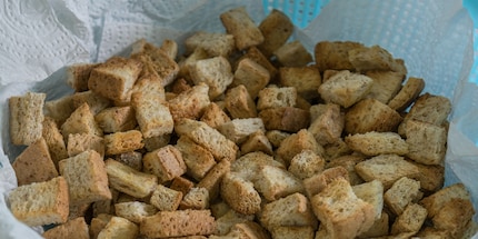 Croutons are a delicious way to use leftover bread.