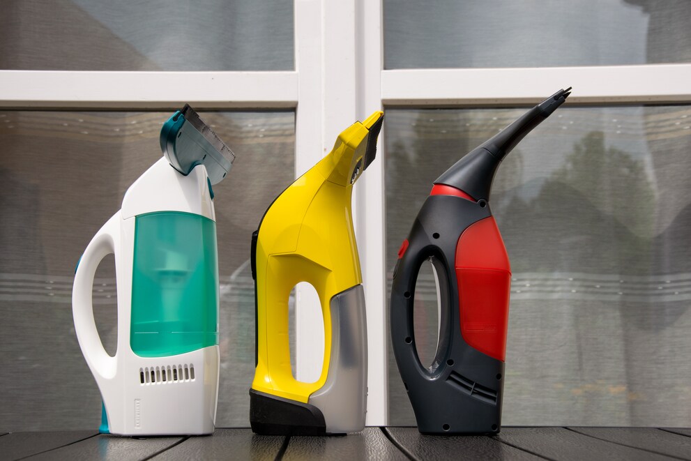 Leifheit Dry & Clean, Kärcher WV6 und Vileda Windowmatic Power.