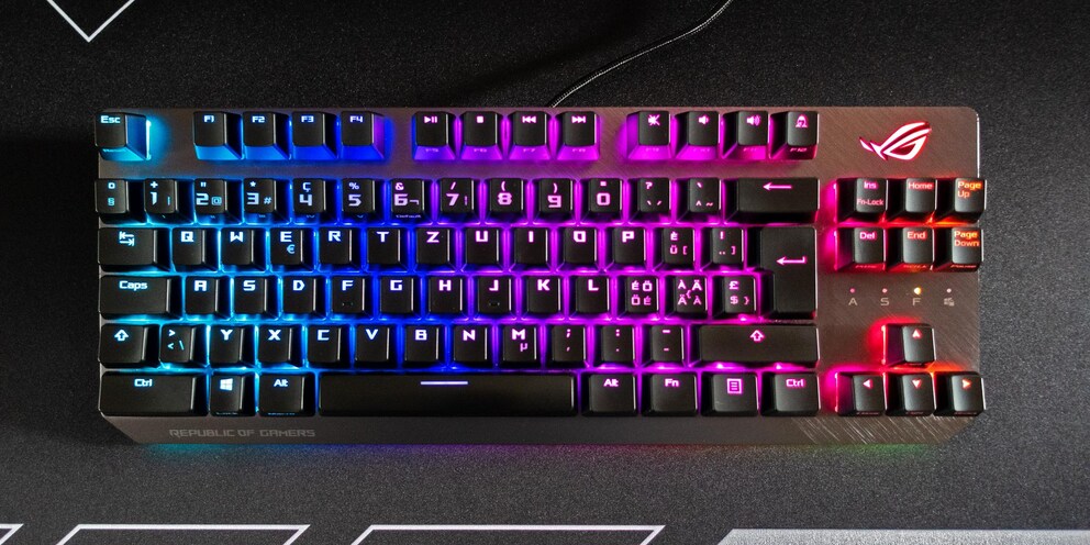 Gaming-Tastatur ohne Nummernblock.