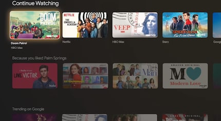 Bei Android TV gäbe es pro Streamingdienst eine «Continue Watching»-Zeile. Hier ist alles in einer Zeile.