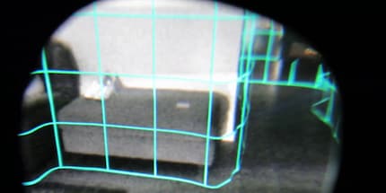 The grid represents the area I can move around in freely. Image source: Youtube/VRRay OfMinneapolis