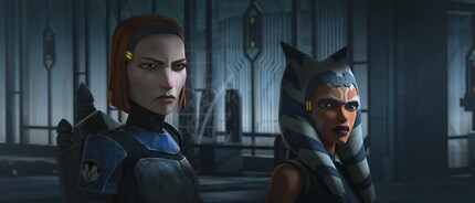 This is what Bo-Katan (left) looks like in «The Clone Wars» next to Ahsoka Tano (right).