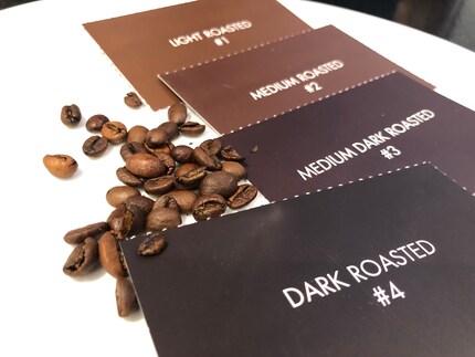The colour chart for determining the degree of roast.