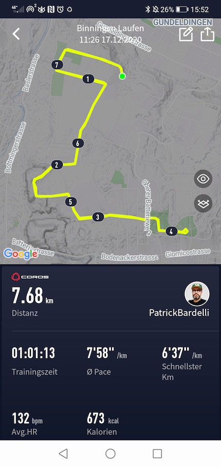 once 7.68 km.