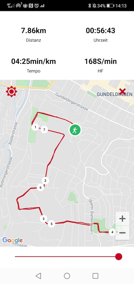 Polar Vantage V data readout: 7.86 km.