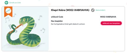 Im Web-Portal oder der App kannst du die Wildcard registrieren, umbenennen, ein Bild auswählen und natürlich Inhalte aufspielen.