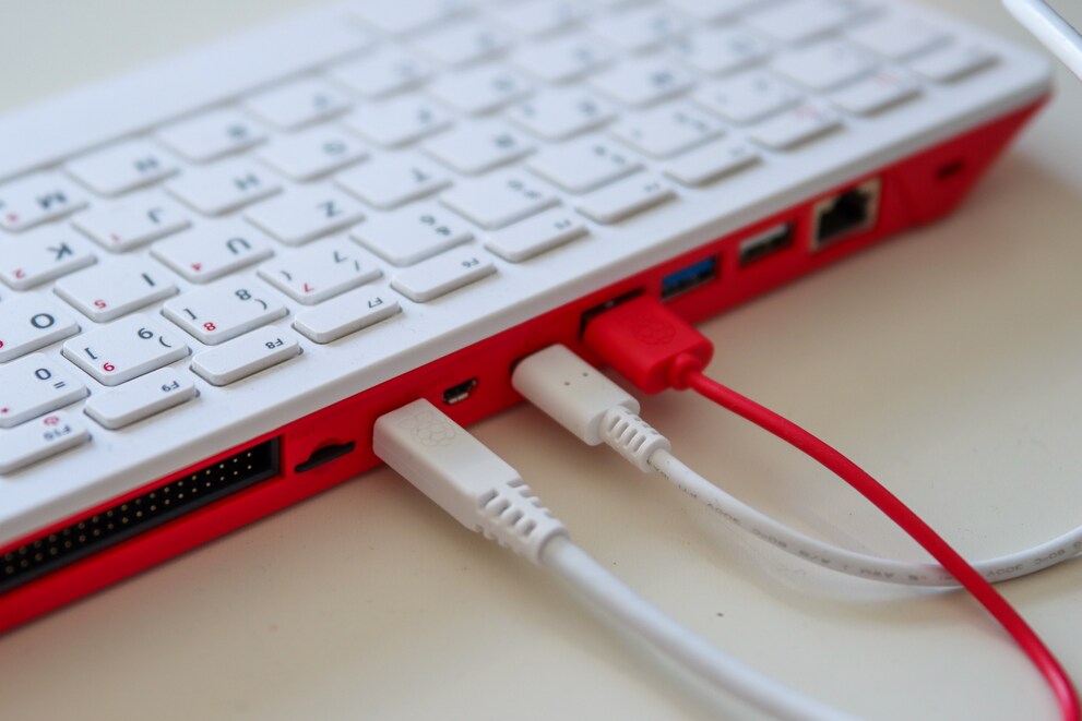 Zwei Kabel – Strom und Monitor – sind das Minimum, aber es gibt noch mehr Anschlüsse.