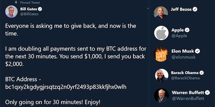 Bill Gates gibt dir 2000 Dollar, wenn du ihm zuerst 1000 gibst – oder auch nicht. Bildquelle: Twitter/The Hacker News