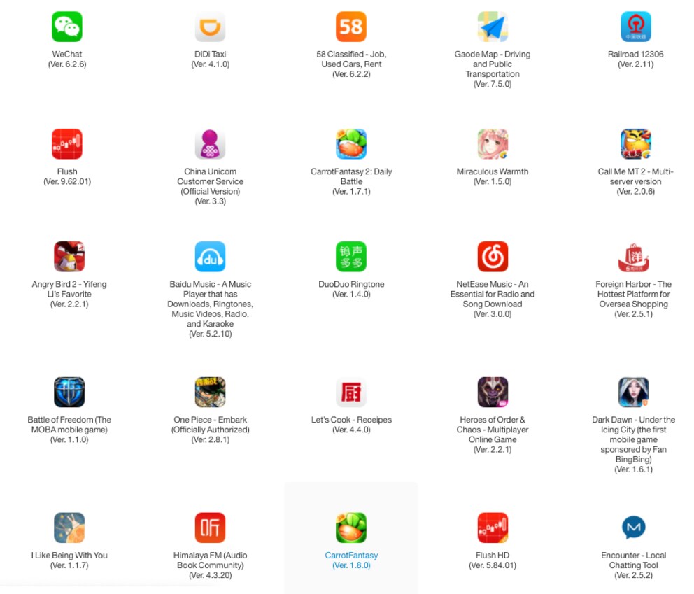 Die infizierten Apps in der gelöschten Nachricht Apples