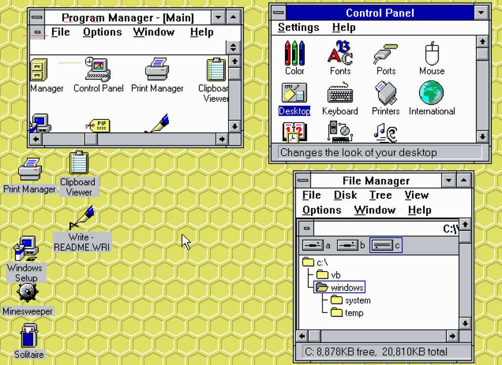 In Windows 3.11 war der Desktop nicht wirklich existent.